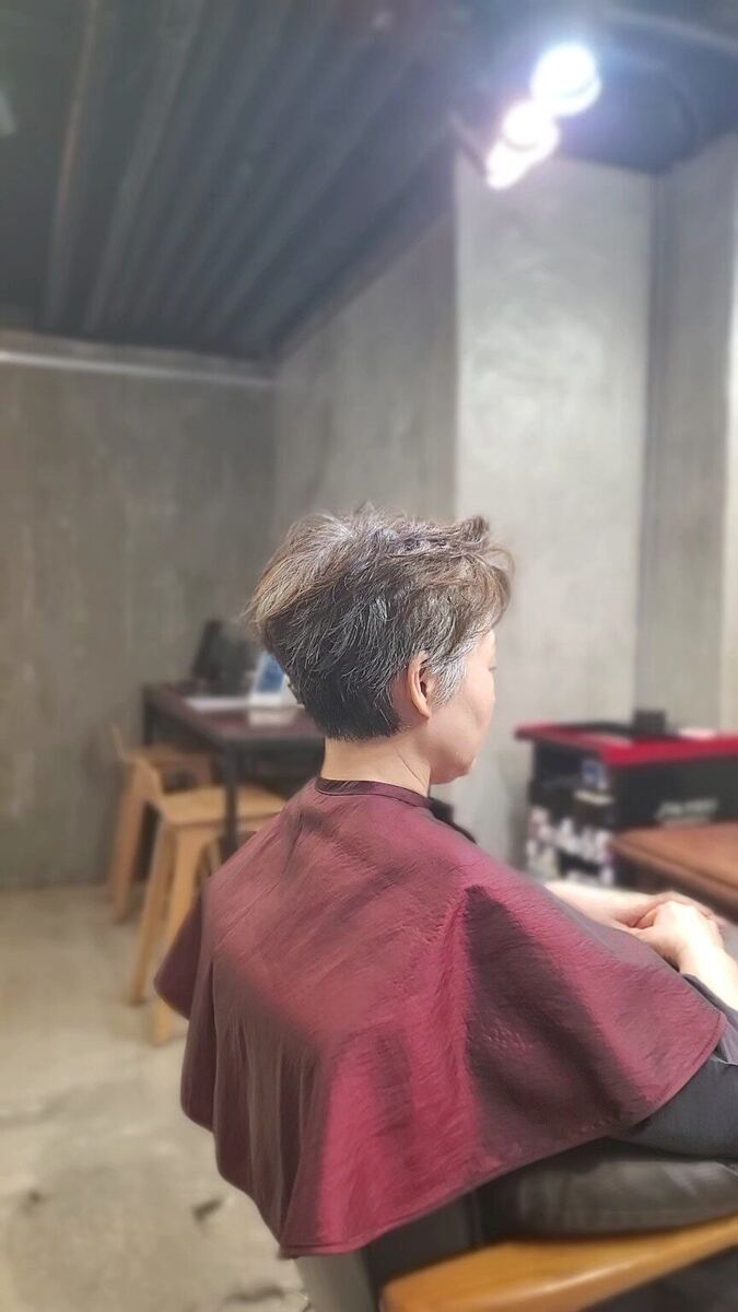 염색 없이, 커트 하나로 완성한 고잉그레이 후 모습